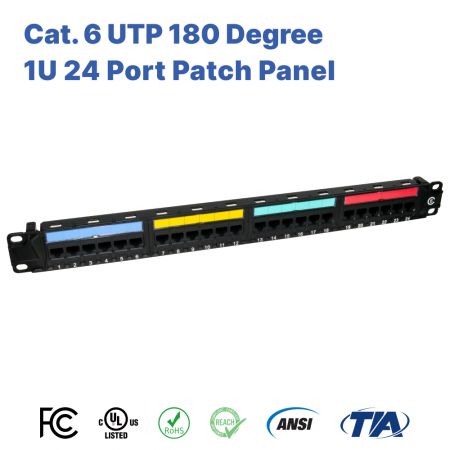 Cat.6 UTP 180 Derece 1U 24 Port Patch Panel 110 ve Krone Tipi - Cat.6 UTP 180 Derece 1U 24 Port Patch Panel 110 ve Krone Tipi